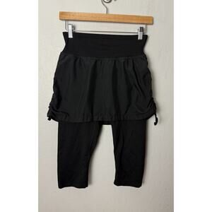 Spanx Skirt Leggings SMALL Black Knee Length Skort High Rise Shaping Stretch